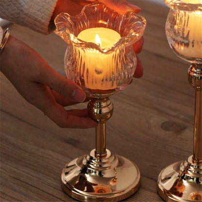cfycfy987 Candelabra European Crystal Glass Tall Candle Holder Candlelight Dinner Table Decoration Home Furnishings Candle Sticks Holder(Large)