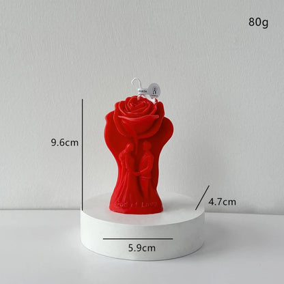 3pcs Valentine's Day Rose Couple Aromatherapy Candles, Romantic Wedding Decoration Gift Candles
