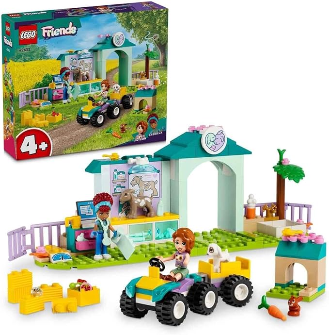 Lego Friends Farm Animal Clinic Farm Set with Veterinarian Toy for Children from 4 Years Includes 2 Figures and 3 Animals Including Goat and Rabbit Figure Gift for Girls and Boys 42632