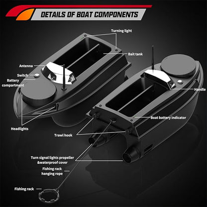 V030 Remote Control Bait Boat 12V 2.4G High-Speed RC Bait Boat with GPS Positioning