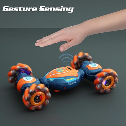 Gesture Sensing RC Stunt Car - Boys Girls Toys Age 6-8-12 4WD Hand Controlled Remote Control Twist Car with Light &amp MusicCool Birthday presents and Ideas Gifts for Kids Age 6 7 8 9 10 11 12 Year