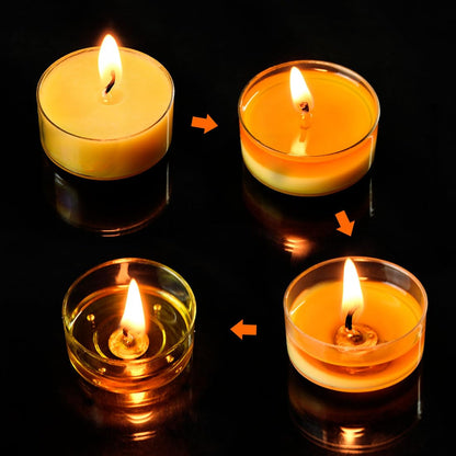 25PCS Pure Beeswax Tealight Candles, Natural Scent, Clear Cup