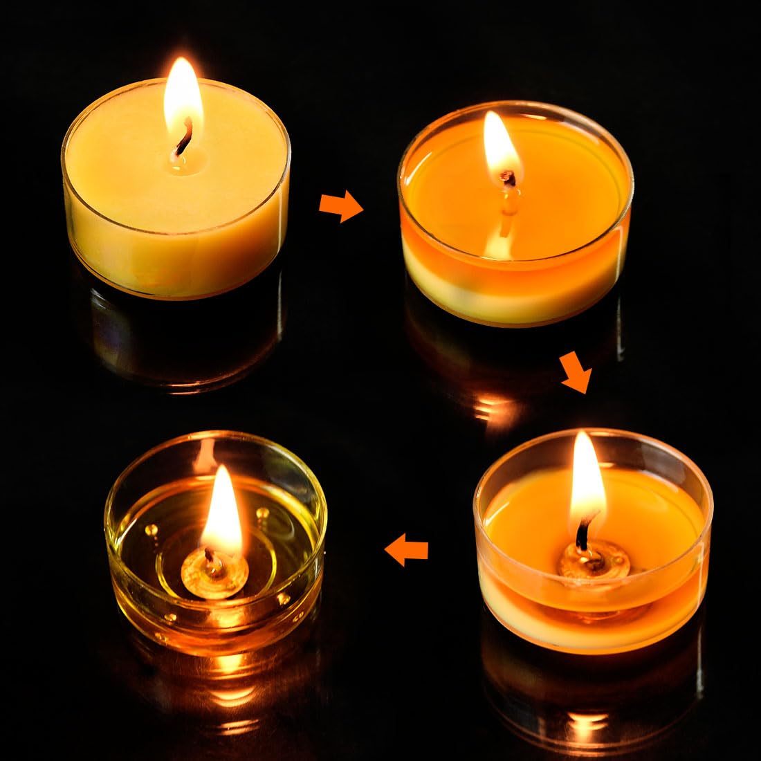9PCS Pure Beeswax Tealight Candles, Natural Scent, Clear Cup