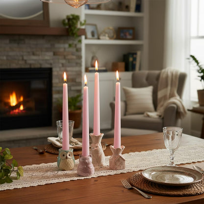 4 PCS Baby Pink Taper Candles - Rose Scented Candles - 10 inch Tall Candles for Holiday Valentine's Wedding Celebration Home Decor