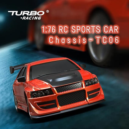 TurboRC 1:76 Mini Sports Car 4CH 2.4GHZ Remote Control Full Proportional RTR Kit with 2 Replaceable Body Shell(C76-Red)