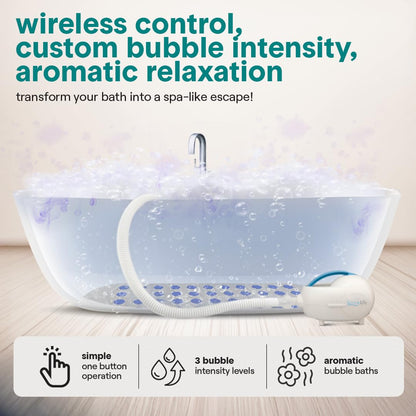 SereneLife Bubble Bath Mat, Bathtub Mat with Air Massage and Remote Control, Waterproof, Non-Slip, Adjustable Bubble Intensity, Aroma Diffuser, 47x14.2 Inch Full Body Spa Massager