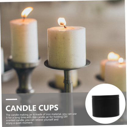 Veemoon 3pcs Round Iron Candle Holders Candle Tins for DIY for Home Decor Weddings and Special Occasions