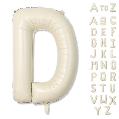 Cream Name Balloon Letters, Large Mylar Helium Alphabet D Custom Balloon Letter Beige Decor, 40 Inch Inflatable Sand White Letter D Foil Customize Balloons for Girls Birthday Party Decoration Supplies