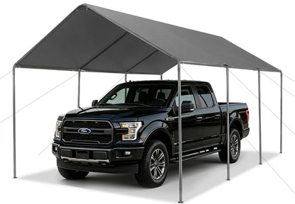 Carport, 12x20 Heavy Duty Portable Garage, Car Port with Storage Shed, Car Canopy Car Tent with Steel Frame All-Season Tarp for Car, Truck, Boat, Party (Grey, 12x20ft)