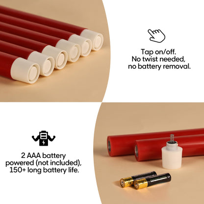 Girimax Red Dripping Wax Flameless Taper Candles with Remote, Flickering Battery Operated LED Candlesticks Valentines Decor Set of 6
