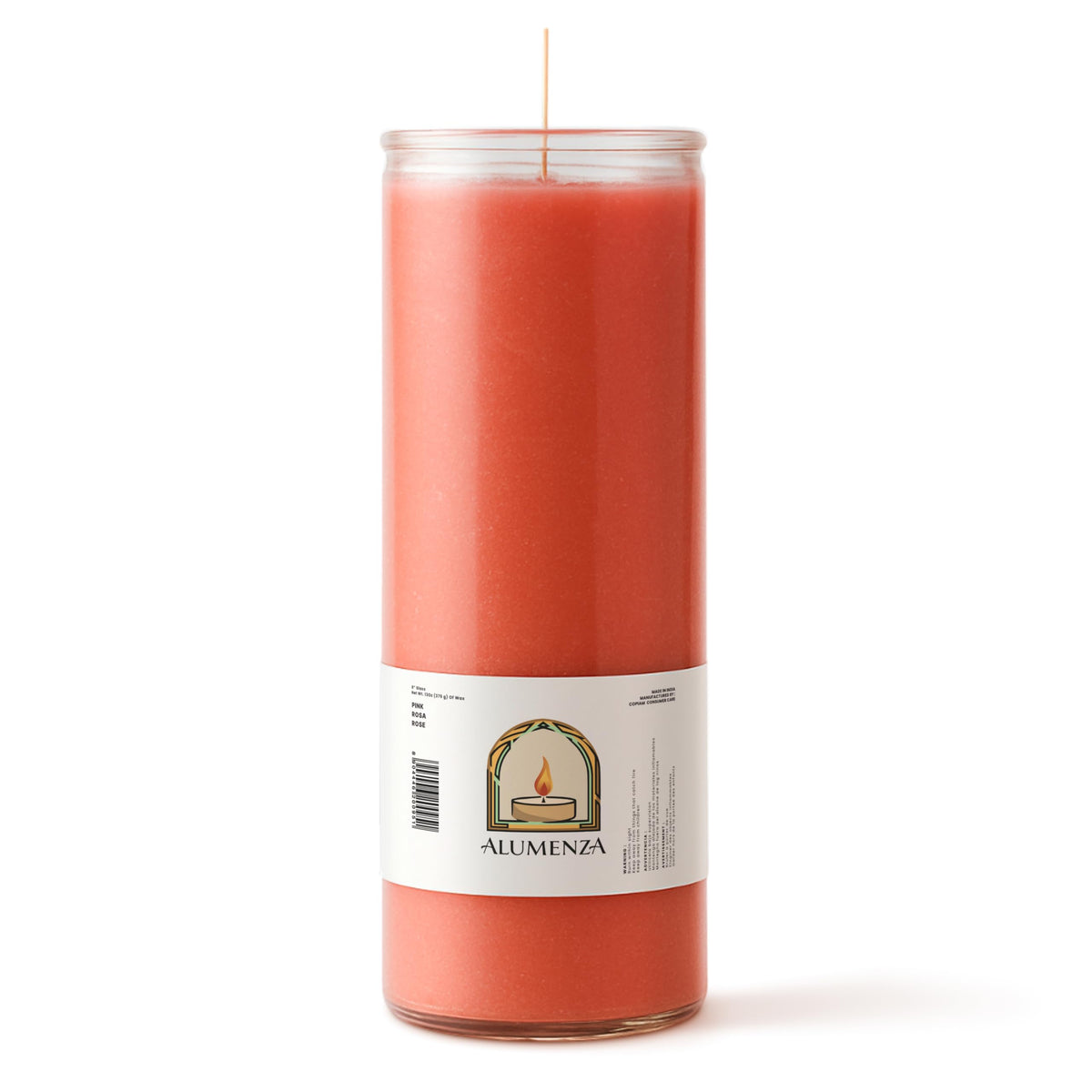 Alumenza 3 Pack Pink 7 Day Candles in Glass Jar – Paraffin Wax, Clean Burning Unscented | Large & Tall Devotional Prayer Pillar Candles for Home, Memorial, Spells, Long Lasting