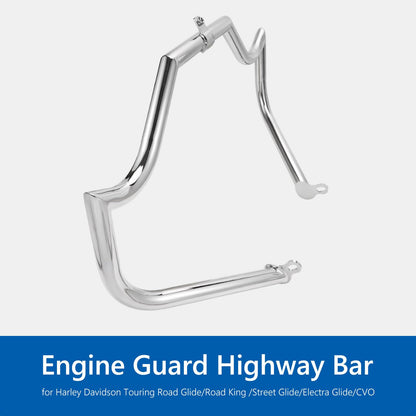 Highway Crash Bar Engine Guard for Harley Davidson Touring Road Glide Road King Street Glide Electra Glide CVO and Trike Models (Chrome)