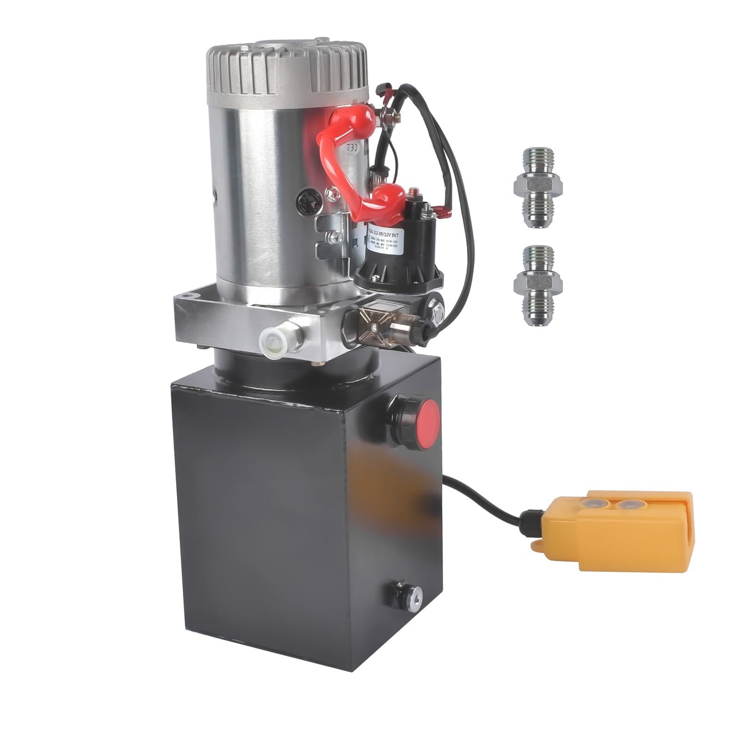Mixizap 12V Hydraulic Pump, 4 Quart Single Acting Power Unit, 0.91 GPM Flow, 3200 PSI, for Dump Trailers, Tippers, Car Lifting, Log Splitters