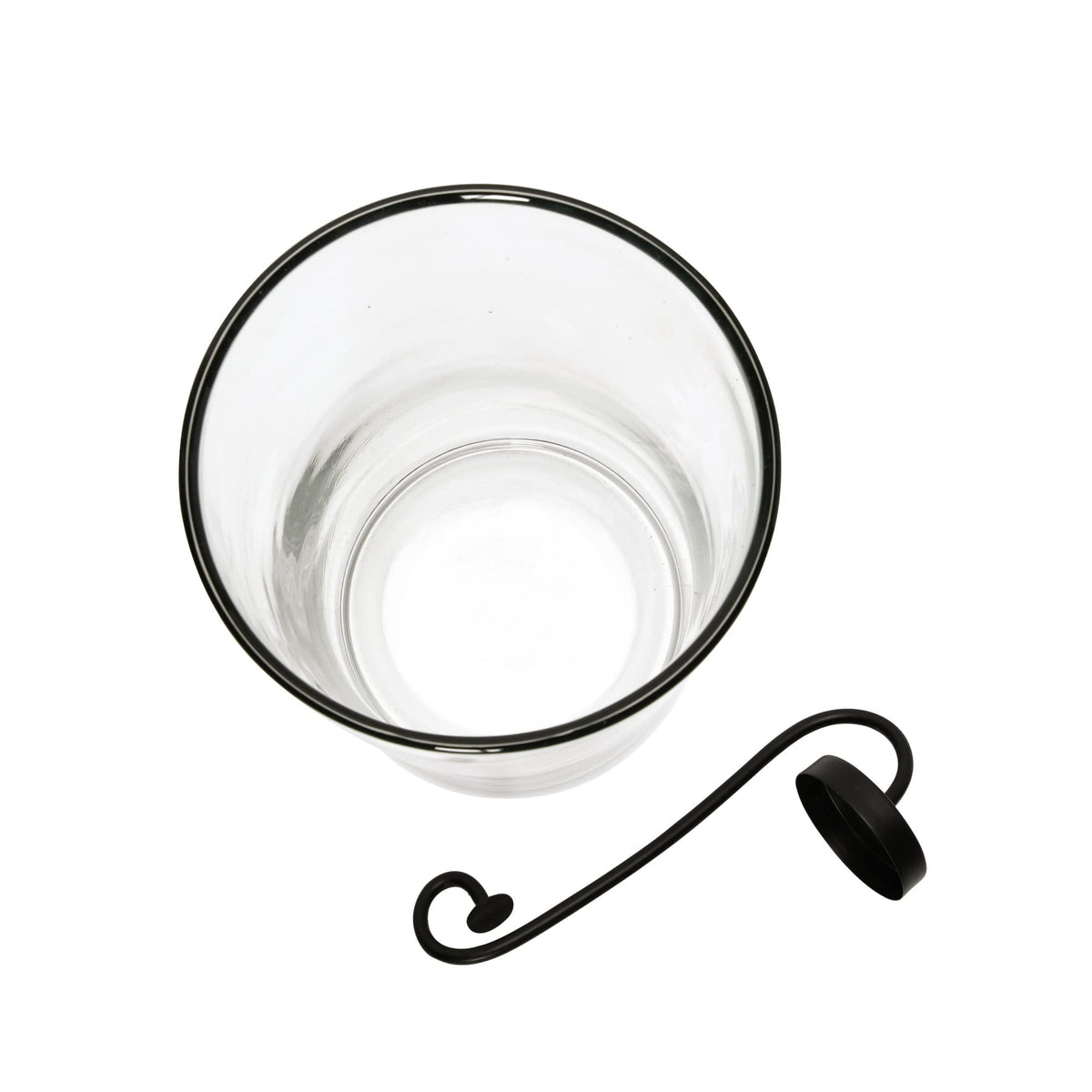Creative Co-Op Glass Hurricane with Metal Candle Holder, Black, 12.5" H