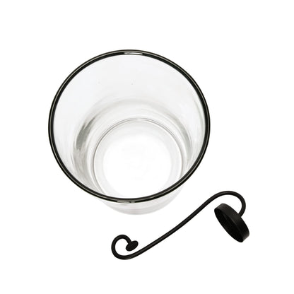 Creative Co-Op Glass Hurricane with Metal Candle Holder, Black, 12.5" H