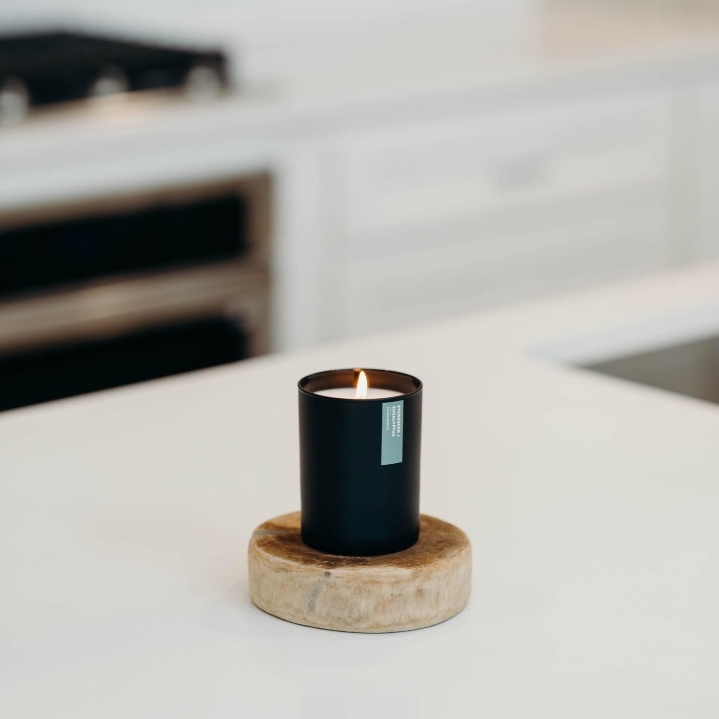 Calyan Wax Co. Evergreen & Eucalyptus Scented Candle - 75 Hour Burn - Luxury Clean Soy Wax Candles - Long Lasting Black Tumbler Jar Candle for Home - 10.2oz