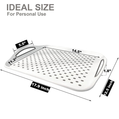 KAQAHIDO Large Non Slip Serving Tray with Handles and 34x22x10 inch Wave Edge 4 Tier Serving Tray for Party Buffet Entertaining