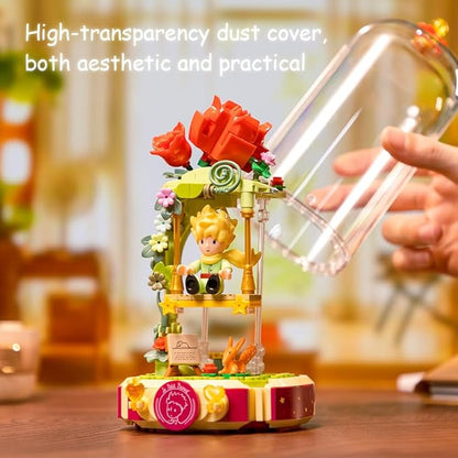 PANTASY Le Petit Prince Building Block Set Rose Swing Collectible Model Creative DIY Dust Cover Decorative Piece Storytelling Minifigure Adults and Kids Home Decor