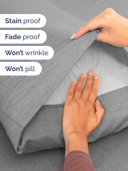 Skiennix Extra Deep Cal King Sheet Set | 6-Piece Breathable Cooling Bedding - Soft, Wrinkle-Free Heathered Grey