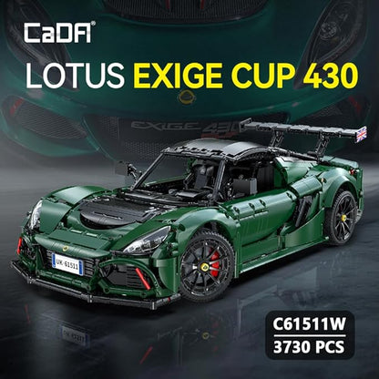 CaDA Master C61511W Lotus Exige Cup 430 1:8 Static Building Block Supercar 3730 Pieces 53.8cm Collectible Display Model for Adults 14+