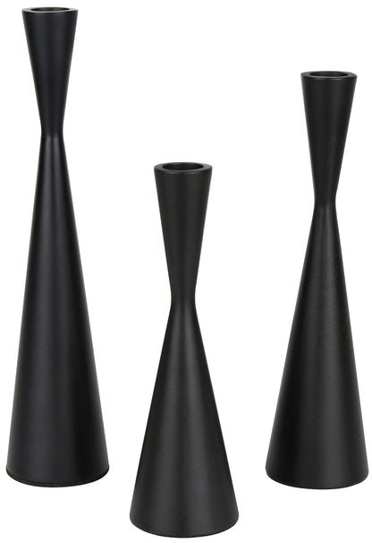 Vixdonos Taper Candlestick Holders Metal Candle Holders Set of 3 Table Decorative Candle Stand for Wedding, Dinning, Party,Home Decor (Matte Black)