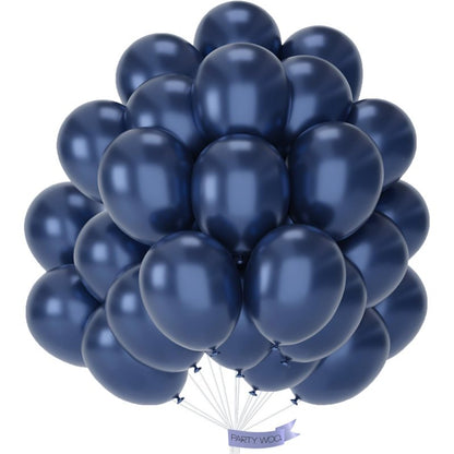 PartyWoo Metallic Navy Blue Balloons 50pcs 12 Inch Chrome Blue Balloons for Graduation Baby Shower Bridal Shower Gender Reveal Engagement Teacher Appreciation Birthday Party Decorations Blue-G113