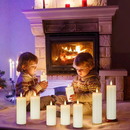 Hanzim Flameless Flickering Battery Operated Candles 9PACK Real Wax Pillar LED Candles with 10-Key Remote Control and 24 Hours Timer for Wedding, Party, Home Decoration (Ivory)