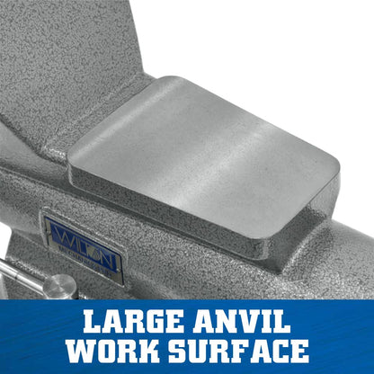 Wilton Mechanics Pro Bench Vise, 10" Jaw (Width-12", Opening-5-1/4") Throat (Model 8100M), Gray