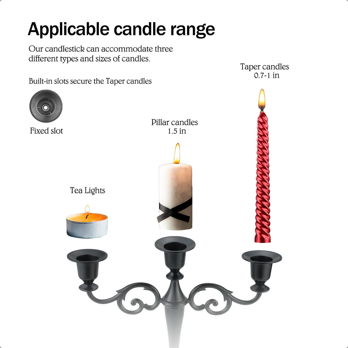 Viscacha Metal Candle Holder，5 Arms Gold Candle Holders for Pillar Candles（10.6 inch Tall Candlestick Holders, for 1/2-1 inch Taper Candles Diameter Each）,Candelabra Centerpiece Decoration