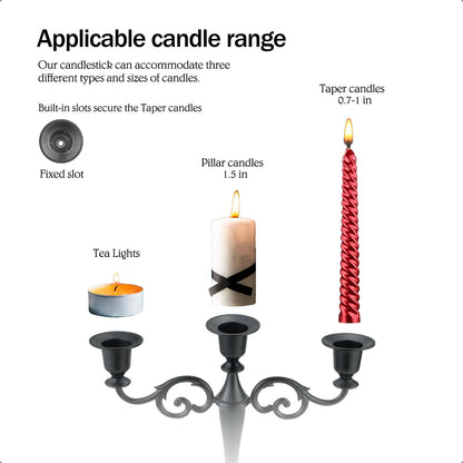 Viscacha Metal Candle Holder，5 Arms Gold Candle Holders for Pillar Candles（10.6 inch Tall Candlestick Holders, for 1/2-1 inch Taper Candles Diameter Each）,Candelabra Centerpiece Decoration