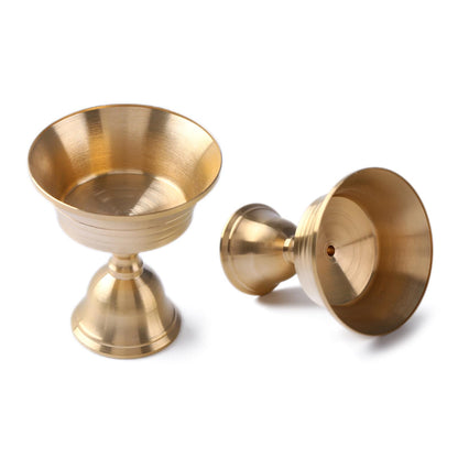 Brass Candlestick for Buddhist Temples Butter Lamp Holder Golden Tealight Candle Stand for Altars Decors Candleholder Brass Candle Base