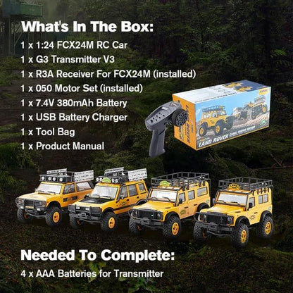 FMS FCX24M 1/24 RC Crawler RTR Land Rover Family Camel Trophy Edition Licensed RC Truck 4WD Off-Road RC Rock Crawler 2.4Ghz RC Car Model for Adults (Discovery)