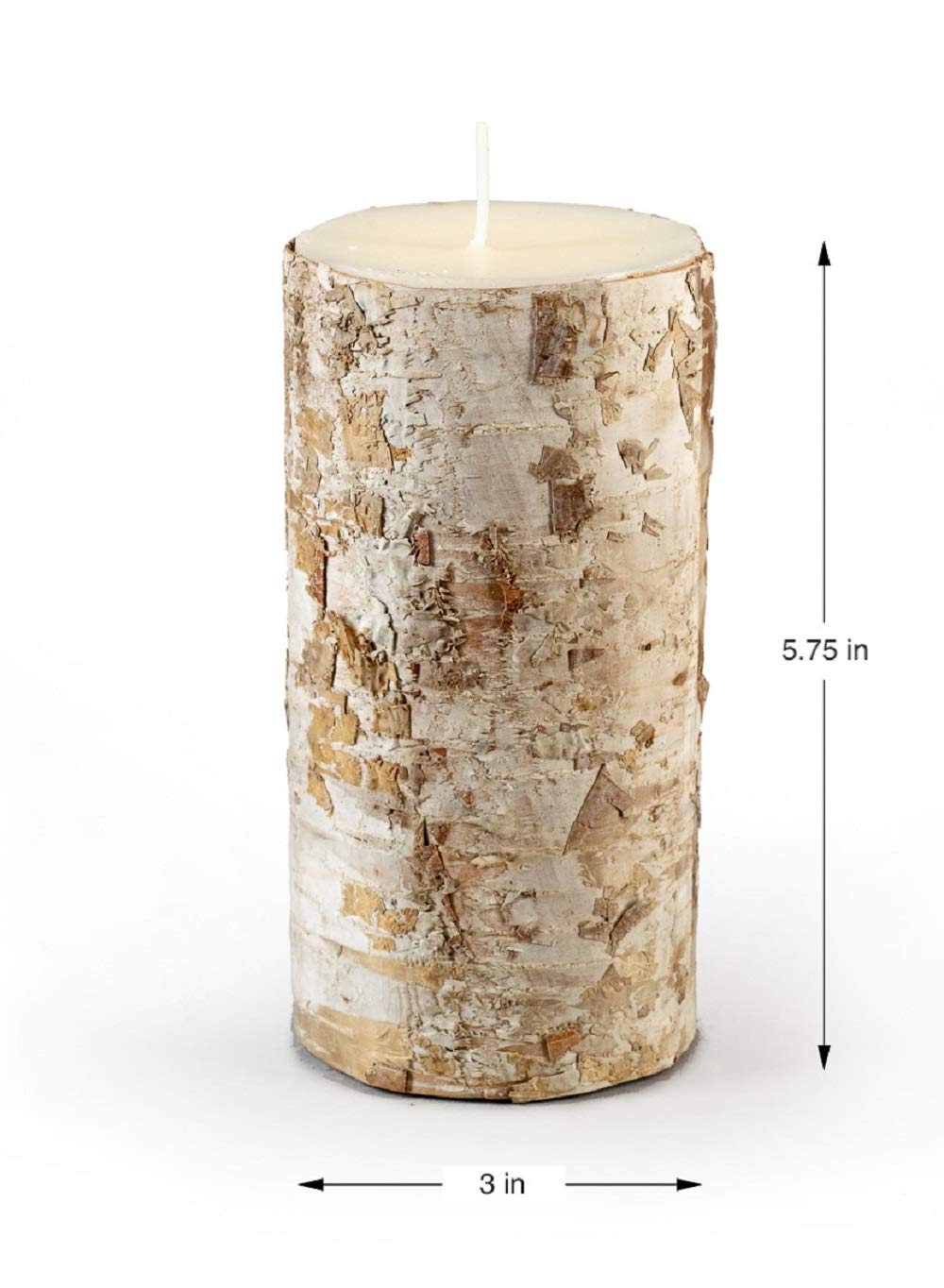 Serene Spaces Living Birch Bark Candle, Set of 3 Medium, Pillar Candle, Ideal for Weddings, Parties, Events, Restaurants, Home Decor, 3" Diameter & 5.75" Tall