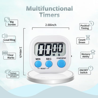 4 Pack White Digital Kitchen Timer Magnetic Digital Timer with Big Display Loud Ring Cooking Timers for Cooking, Game, Gym, Break Time, Classroom (4, White)