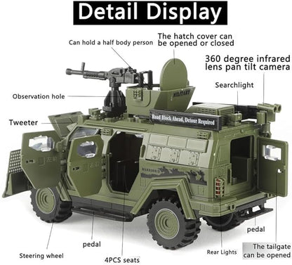 4 in 1 Armored Vehicle Building Block Military Vehicle Building Brick Toys Army Car Model Toys Gifts for Boys Age 8-12 (Green)