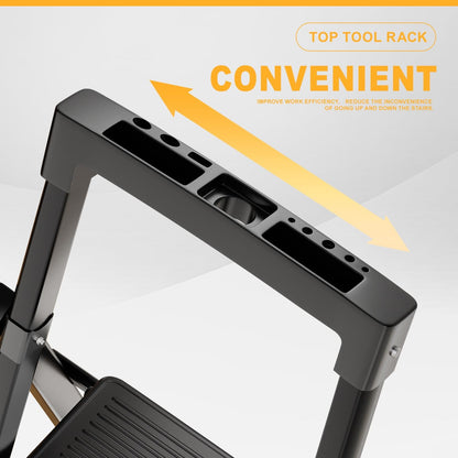 9 Step Ladder with Platform,Folding Step Stool Heavy Duty,Protable Step Ladders with Anti-Slip Widen Pedals,Handrail,Safe-Lock Design,Tall Kitchen/Closet Step Ladder for Adults
