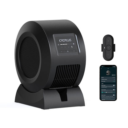 CYCPLUS Smart Indoor Cycling Fan, BLDC Motor Drive, 5 Speed Modes with Remote and APP Control, Low-Noise ANT+ Fan for indoor Bike Trainers, Stationary/Spin Bikes, Cross Training(Groud Base)