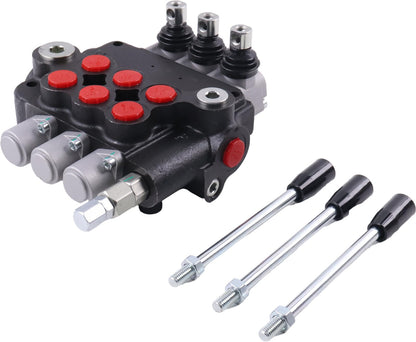 Solarhome 3 Spool Hydraulic Control Valve Open Center Double Acting 21 GPM 3600 PSI SAE Ports Compatible With Tractors Loaders Log Splitters