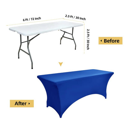 ZarzaaSik 10-Pack 4ft Spandex Table Covers for Rectangular Folding Tables - Wrinkle Resistant Stretch Tight Table Cloths - Fitted Table Protector for Parties, Trade Shows, Banquet, and Wedding