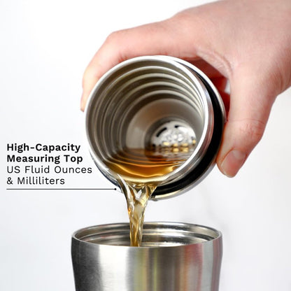 Elevated Craft Hybrid Cocktail Shaker - Premium Vacuum Insulated Stainless Steel Cocktail Shaker - Innovative Measuring System - Martini Shaker for the Home Bartender - 28oz Total Volume
