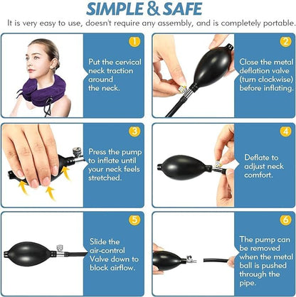 Jaximy Neck Stretcher, Neck Traction Device, Cervical Traction Device, Neck Pain Relief, Adjustable Inflatable Neck Brace & Neck Stretcher Cervical Traction, Neck Decompression Home Use (Purple)