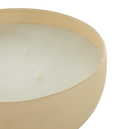 Deco 79 Metal Decorative Candle Rose Blossom & Sandalwood Scented Textured 34oz 4 Wick Aromatherapy Candle with White Wax, Wax Aromatherapy Candle 7" x 7" x 3", Beige