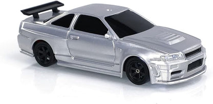 TOUCAN RC HOBBY Remote Control Race Car 1/43 RTR with Gyro RC Drift Car 4WD Traffic Cones for Indoor Outdoor (Silver)