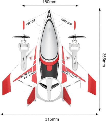 QIDI 570 RC Airplane 2.4Gh 6CH RC Glider Fixed Wing Aircraft 3 Flight Models Brushless RC Helicopters Vertical Takeoff RC Glider (Red)