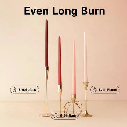 LSXHASGLD 12 Inch Taper Candles, Set of 4, Unscented Smokeless Long Tapered Candle for Wedding Home Decor Christmas (Red Series, 12in)