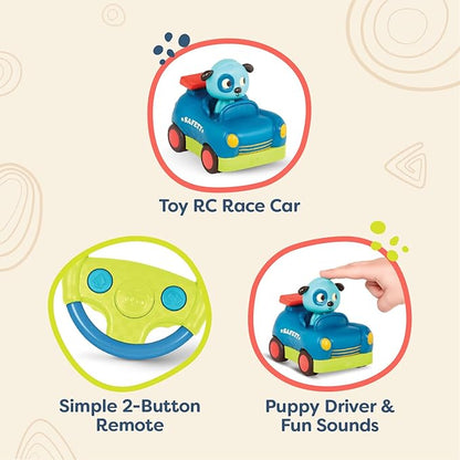 B. toys – Remote Control Car for Toddlers Kids – Remote with 2 Big Buttons – Fast RC Vehicle with Fun Sounds – 2+ Years – Riding Racers – Woofer