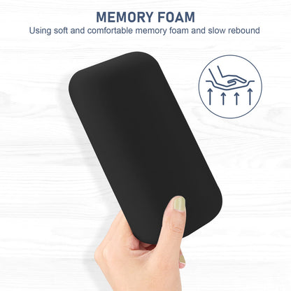 Leolee Elbow Rest Pads for Desk, Black Ergonomic Arm Rest Pads with Memory Foam & Non-Slip Base, Armrest Cushion Support Pad Relieve Elbow and Wrist Pain for Computer, Office, 2 Packs