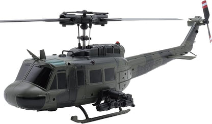 C032 UH-1 Huey RC Helicopter 1/48 Scale 6-Channel Brushless Helicopter with Optical Flow Positioning One Click Inverted Flight &amp Gyro Stabilized 3D Stunt Military Aircraft Model for Adults