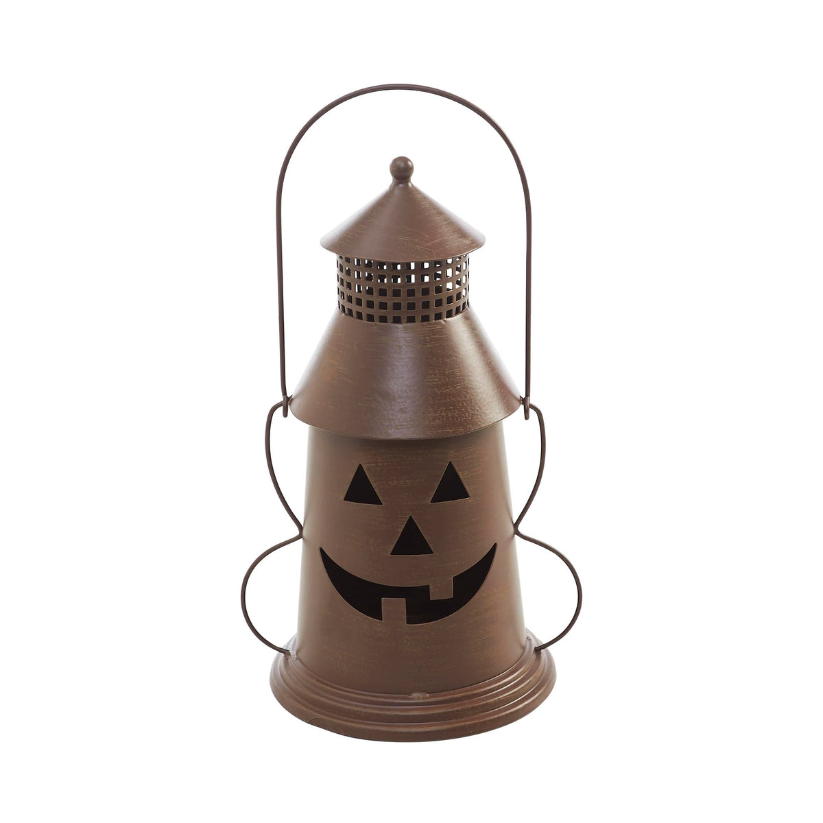 VHC Brands Halloween Lantern Tealight Holder Bronze, Fall and Halloween Kitchen Dining Table Candle Holder, Pumpkin Decor Bronze, 8x12
