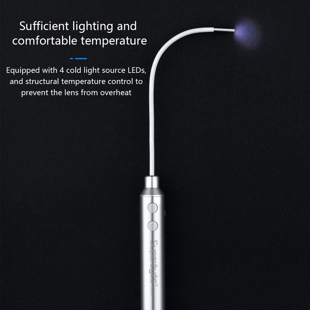 Supereyes Otoscope, Upgraded 4mm Ultra-Thin Ear Endoscope, 1.0 Megapixels HD Ear Video Inspection Camera, USB Ear Borescope Waterproof with Flexible Shaped Hose for iOS & Android Smartphone